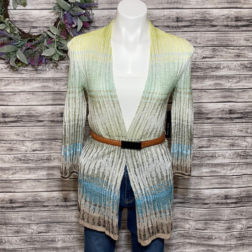NIC + ZOE Canopy Belted Linen Blend Cardigan PP